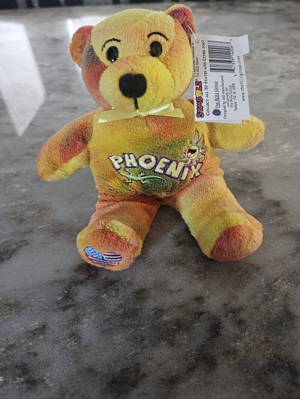 Symbolz Phoenix Arizona Plush Bear Tie Dye Souvenir Beanie RGU Group NWT 8"